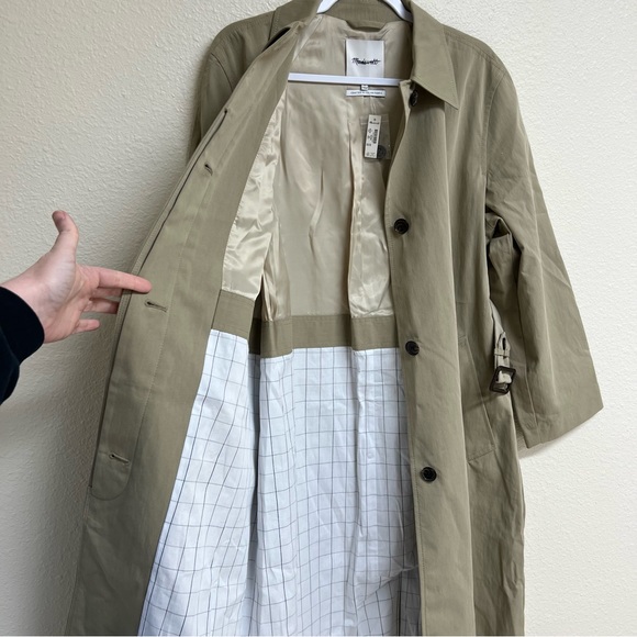 Madewell Single Breasted Trench Coat in Heritage Khaki Tan Size Small NWT - Picture 14 of 15